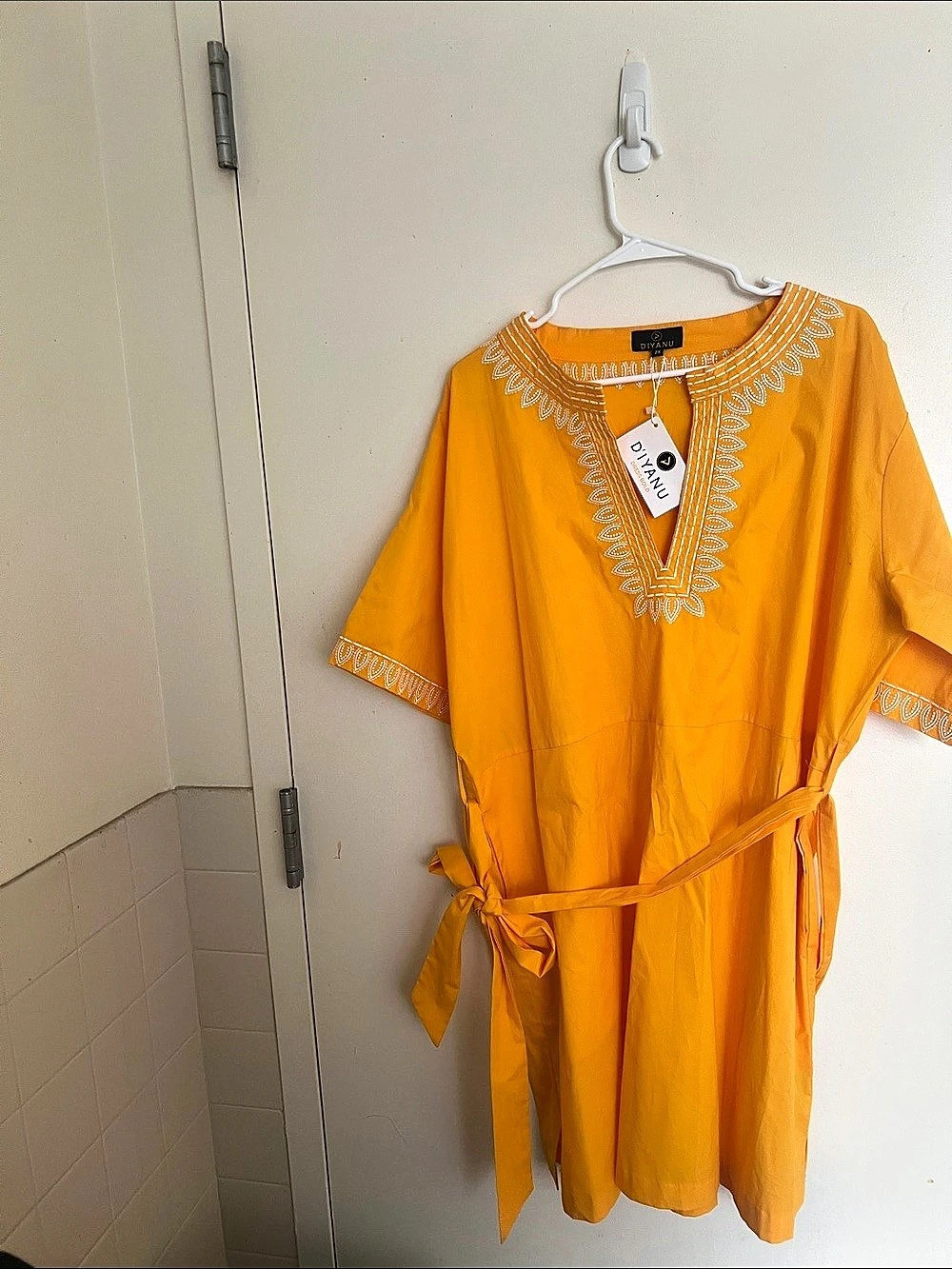 D'IYANU Embroidered Maxi Dress in Orange